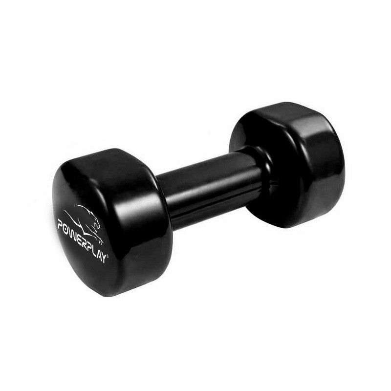 Гантель виниловая PowerPlay PP_4121_1,5kg, Черная 1,5 кг