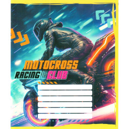 Тетрадь ученическая "Мотокрос" Leader 012-500103K-1 в клетку, 12 листов (959050)