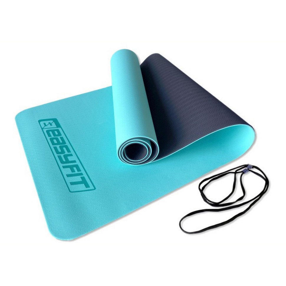 Килимок для йоги та фітнесу EasyFit EF-1924-MTB, TPE+TC 6 мм, двошаровий 