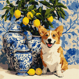 Картина по номерам "Корги и лимоны" &copy;art_selena_ua Идейка KHO6882, 40х40 см