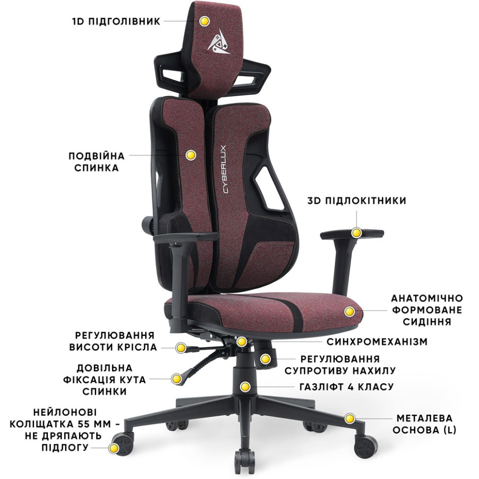 Геймерское кресло V8 Fabric Cyberlux GM-V8 FR, Red