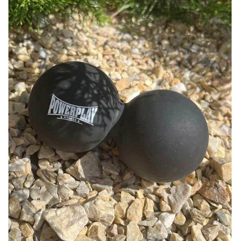 Масажний силіконовий подвійний м'яч PP-4355 Silicone Lacrosse Peanut Ball PowerPlay PP-4355_Black