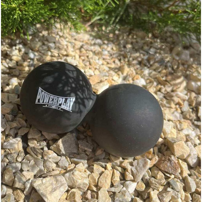 Масажний силіконовий подвійний м'яч PP-4355 Silicone Lacrosse Peanut Ball PowerPlay PP-4355_Black