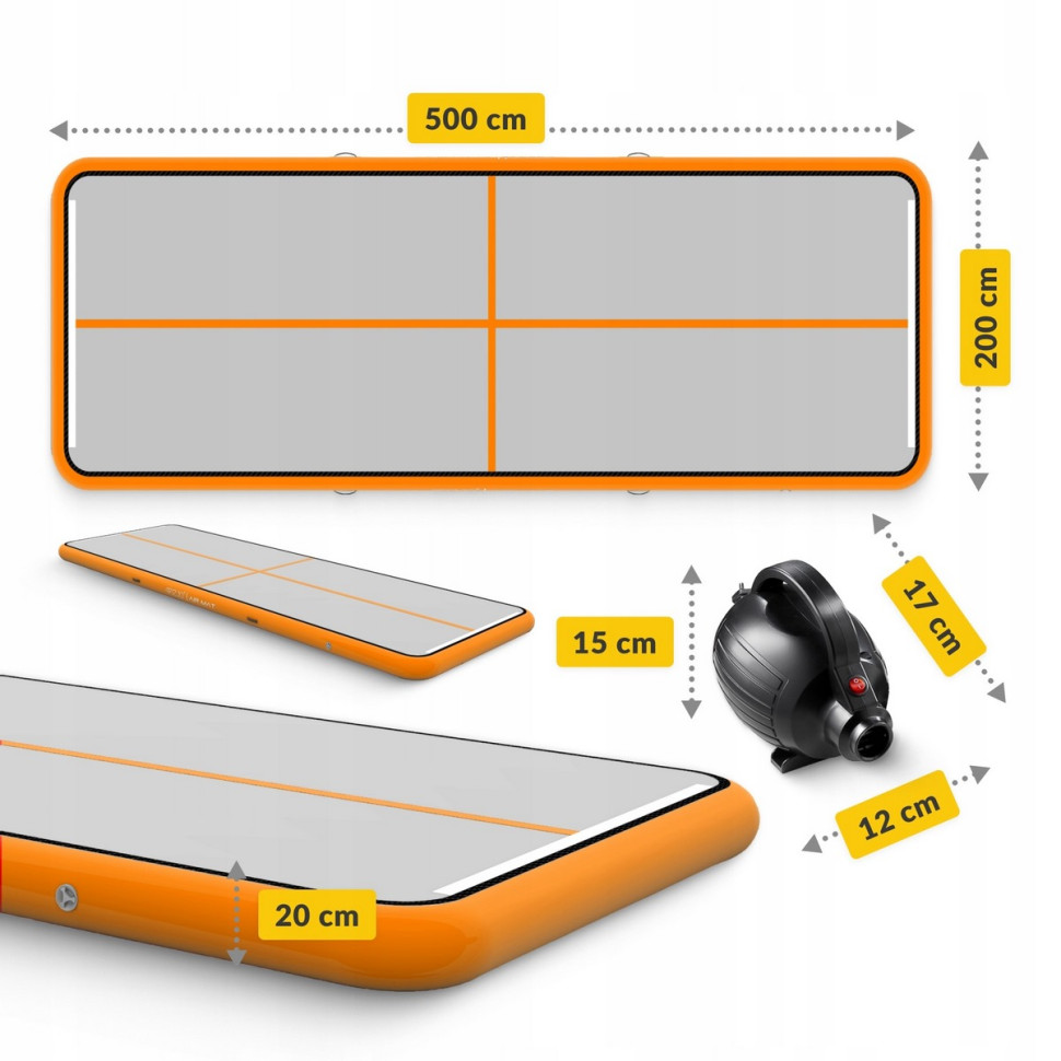 Мат надувний гімнастичний Air Track Mat 4FIZJO P-5907739312051, 500 x 200 x 20 см