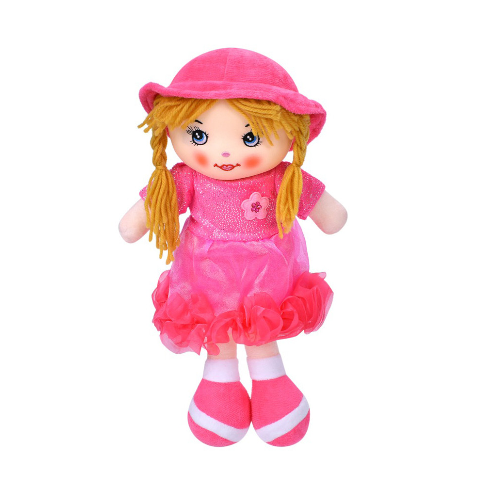 Дитяча іграшкова лялька Bambi YG0009(Pink-Yellow) 33 см, м'яка набивна, петелька  