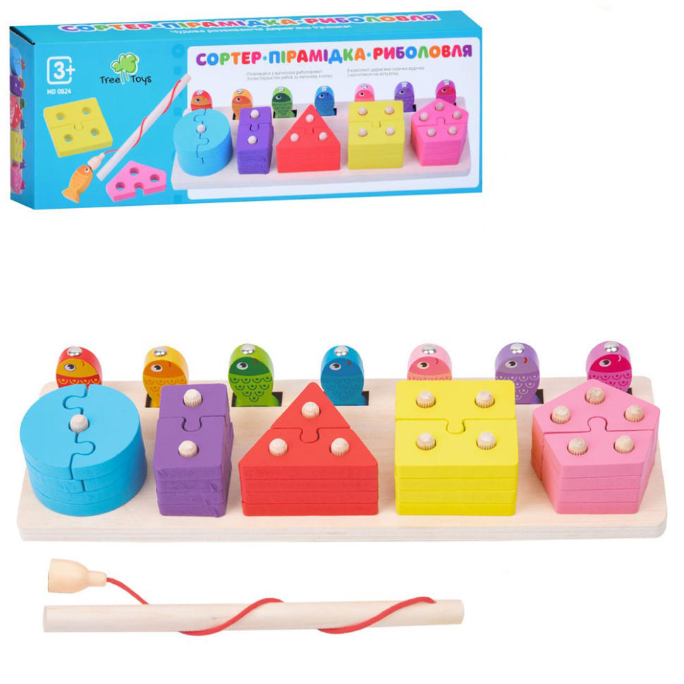 Деревянная игрушка Геометрика Limo Toy MD 0824 фигуры, рыбалка