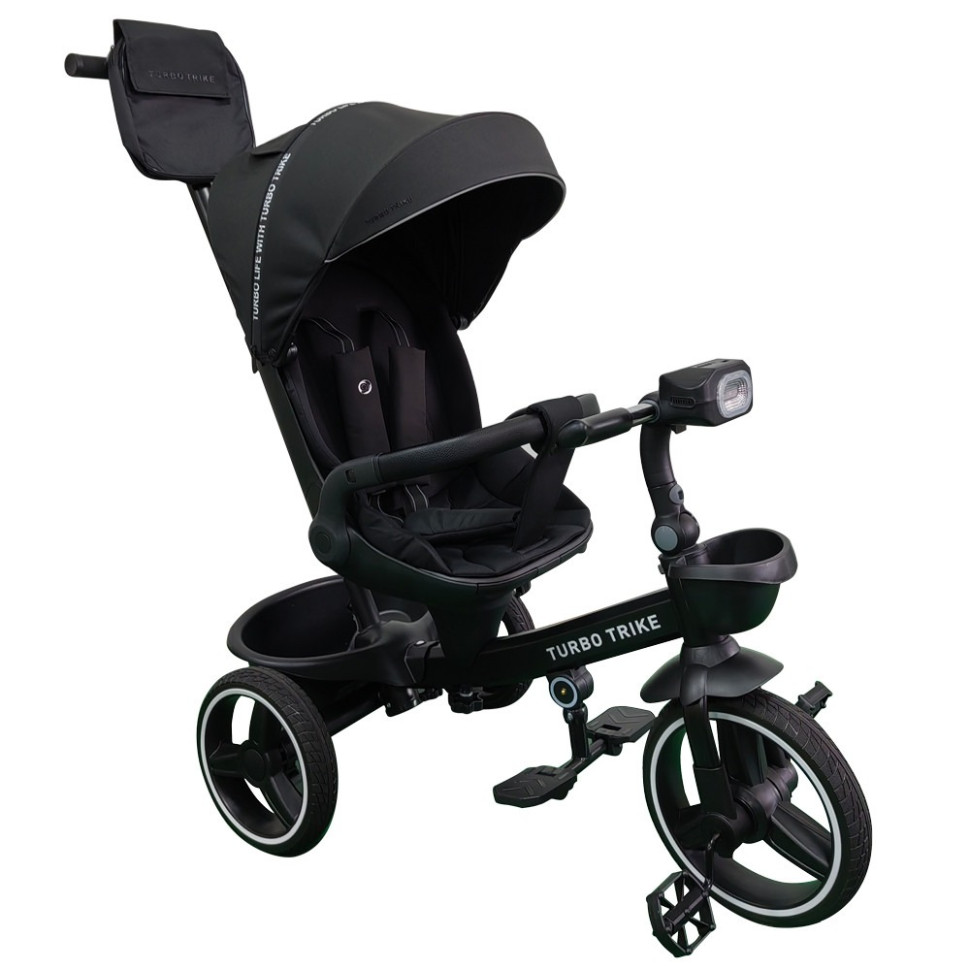 Велосипед детский трехколесный Turbo Trike MT 1002-1 Elegant Black с родительской ручкой