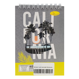 Блокнот для записей "California" А6 Апельсин АП-1711-3, 40 листов, пружина сверху