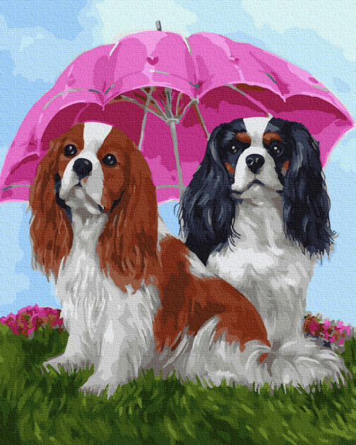 Картина по номерам Rainbow Art "Собачки под зонтом" GX27763-RA по цене 240 грн.