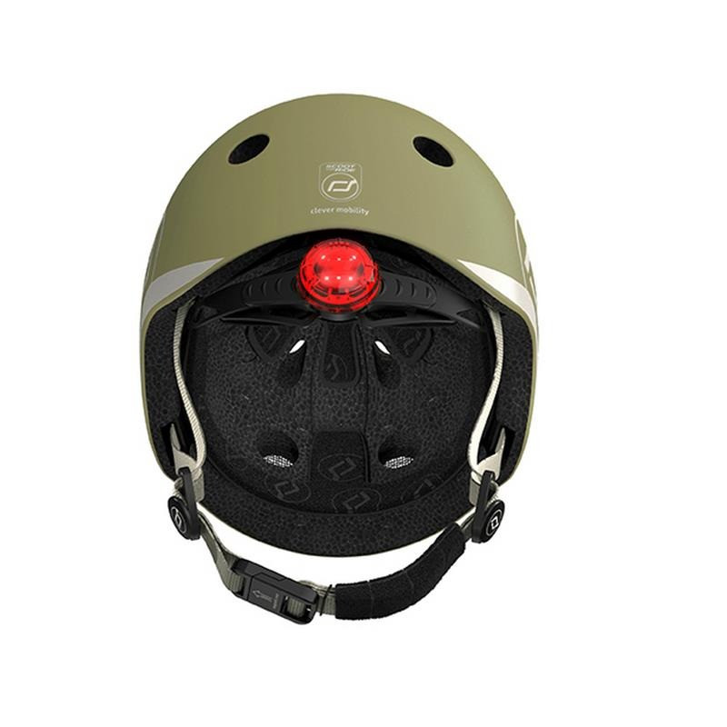 Шолом захисний дитячий Scoot and Ride SR-181206-OLIVE, оливковий з ліхтариком 45-51см