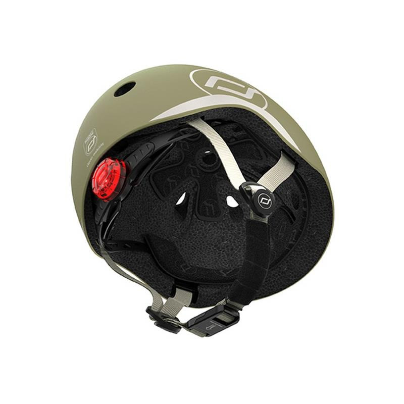 Шолом захисний дитячий Scoot and Ride SR-181206-OLIVE, оливковий з ліхтариком 45-51см