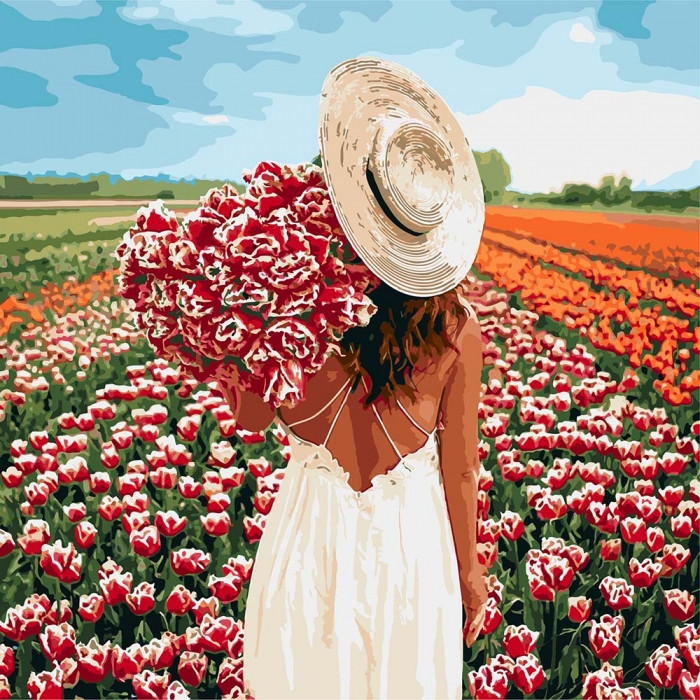 Картина за номерами "Оберемок тюльпанів" 40*40см KHO4725 по цене 208 грн.