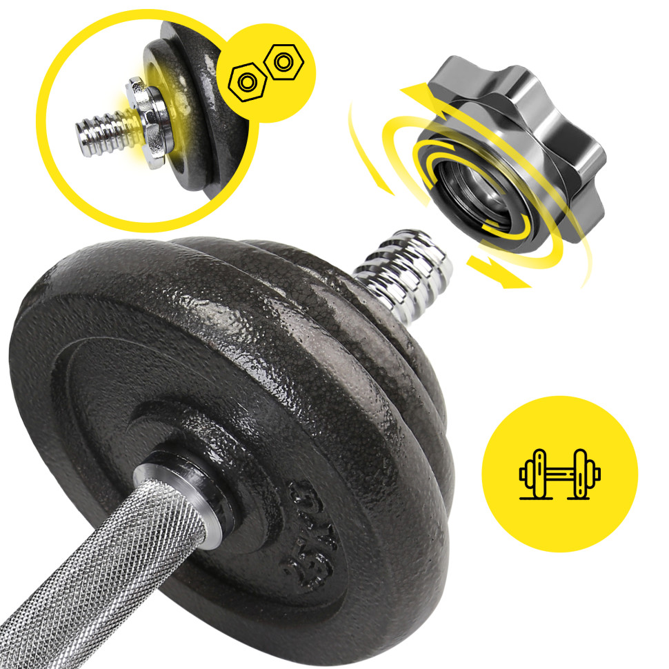 Гантели разборные металлические 2x10 кг Cornix XR-0441 в кейсе, черный