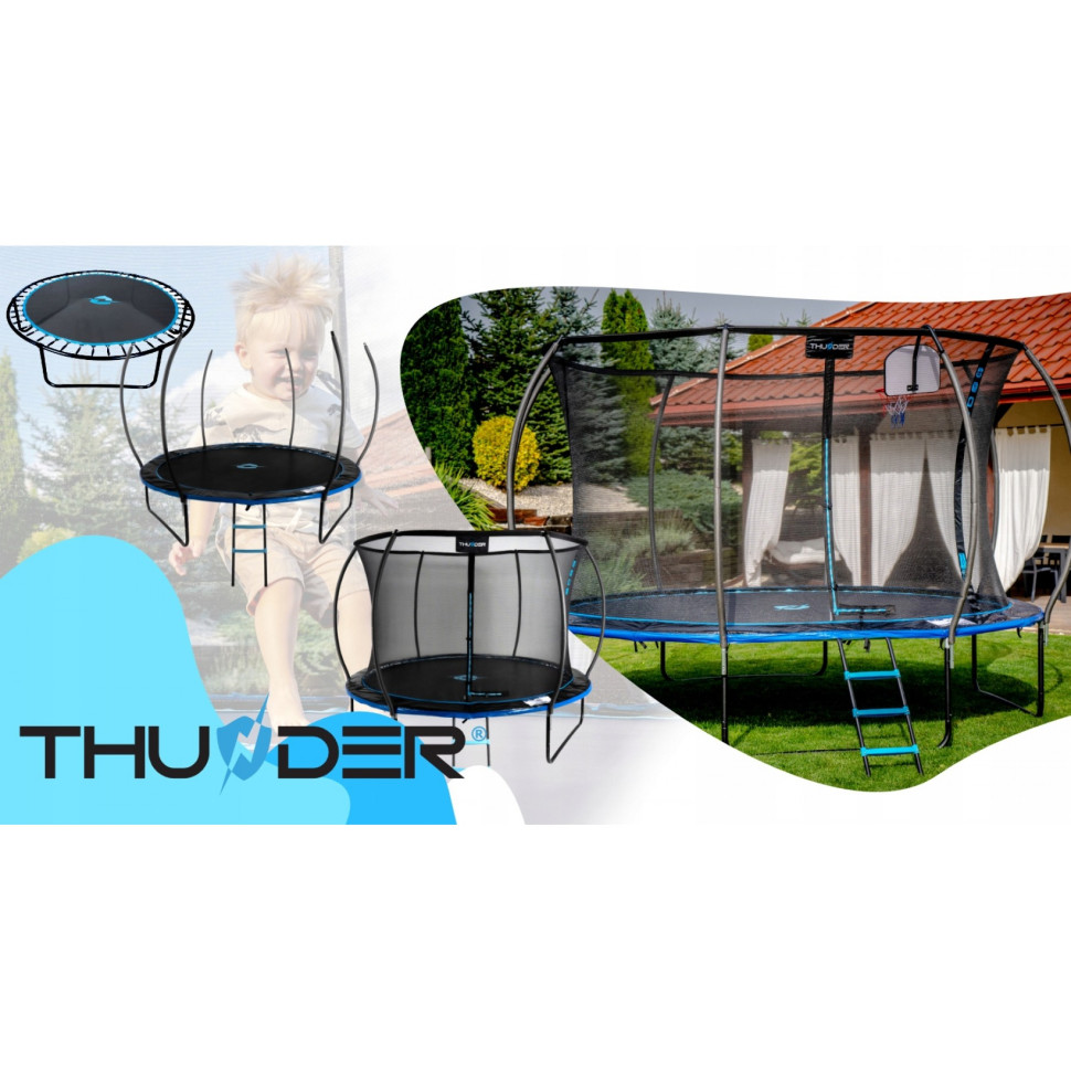 Батут із внутрішньою сіткою Thunder INSIDE-ULTRA-12FT-BLUE Black/Blue 374 см