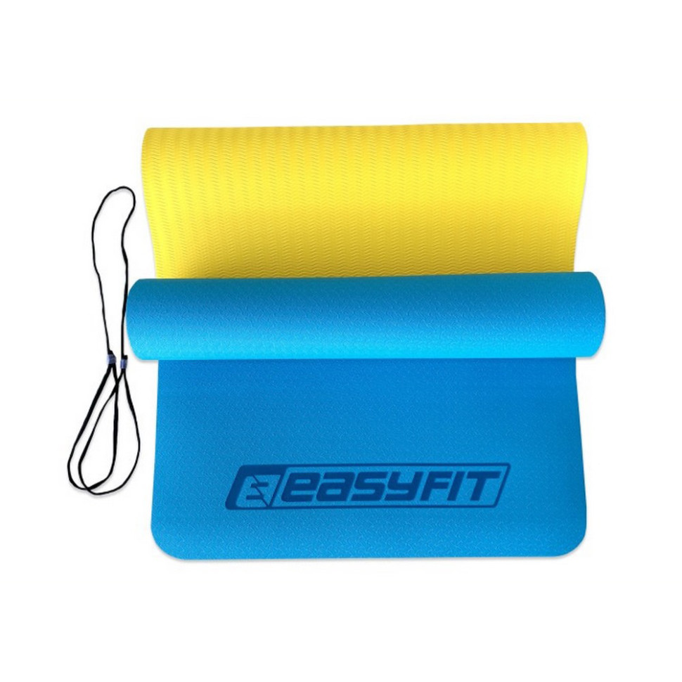 Килимок для йоги та фітнесу EasyFit EF-1924-BEY, TPE+TC 6 мм, двошаровий 