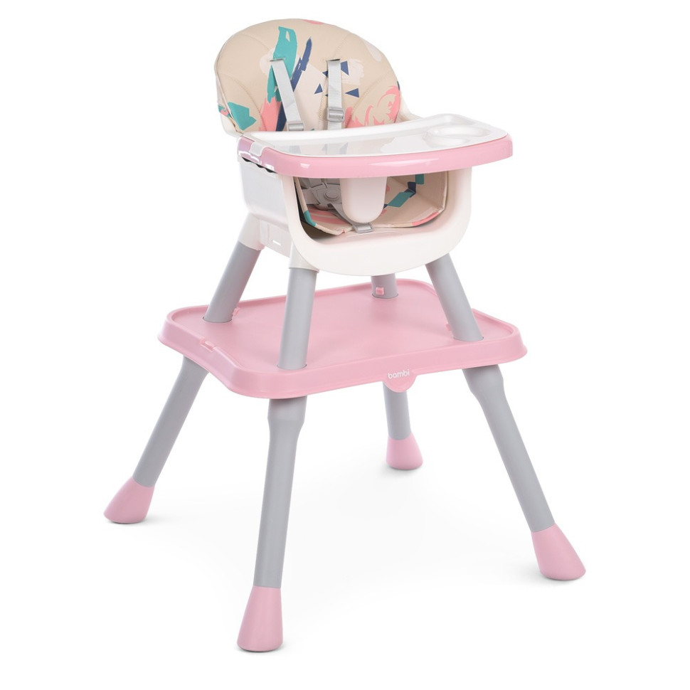 Стульчик для кормления Bambi M 5672-8, трансф, 3в1 (столик, Стульчик для кормления, лего) розовый