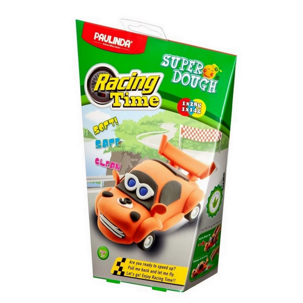Маса для ліплення Paulinda Super Dough Racing time Машинка помаранчева, інерційний механізм PL-081161-3