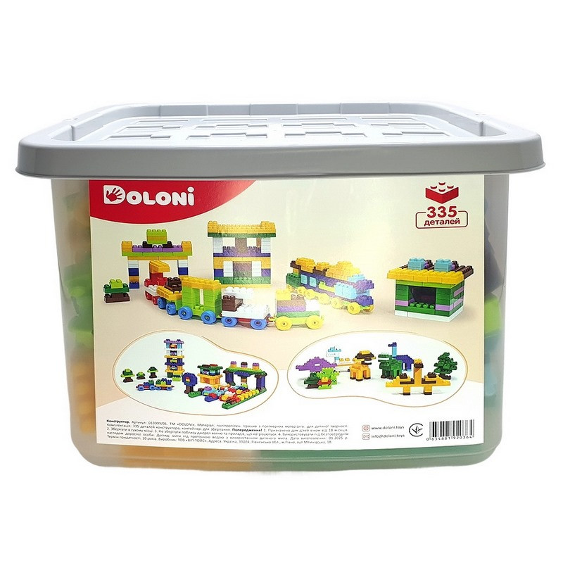 Детский блочный конструктор Doloni 013999/01 в пластиковом боксе, 335 деталей