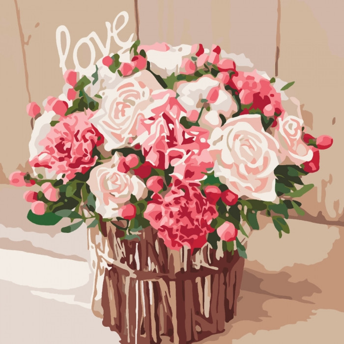 Картина за номерами. Букети, натюрморти "Троянди любові" 40*40см * KHO2074 по цене 220 грн.