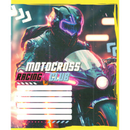 Тетрадь ученическая "Мотокрос" Leader 012-500103K-4 в клетку, 12 листов (959050)