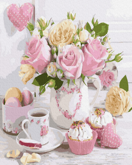 Картина за номерами. Rainbow Art "Троянди і солодощі" GX36022-RA по цене 240 грн.