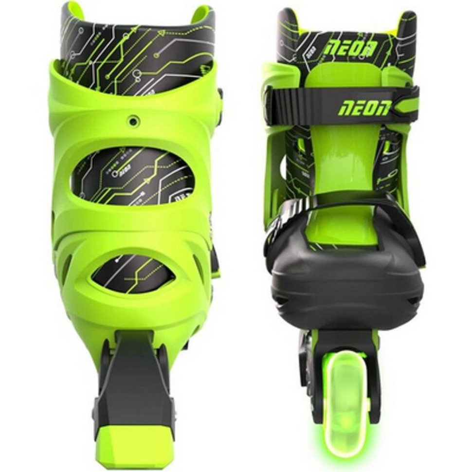 Детские ролики Inline Neon NT07G4 светящиеся колеса, размер 30-33, зеленый