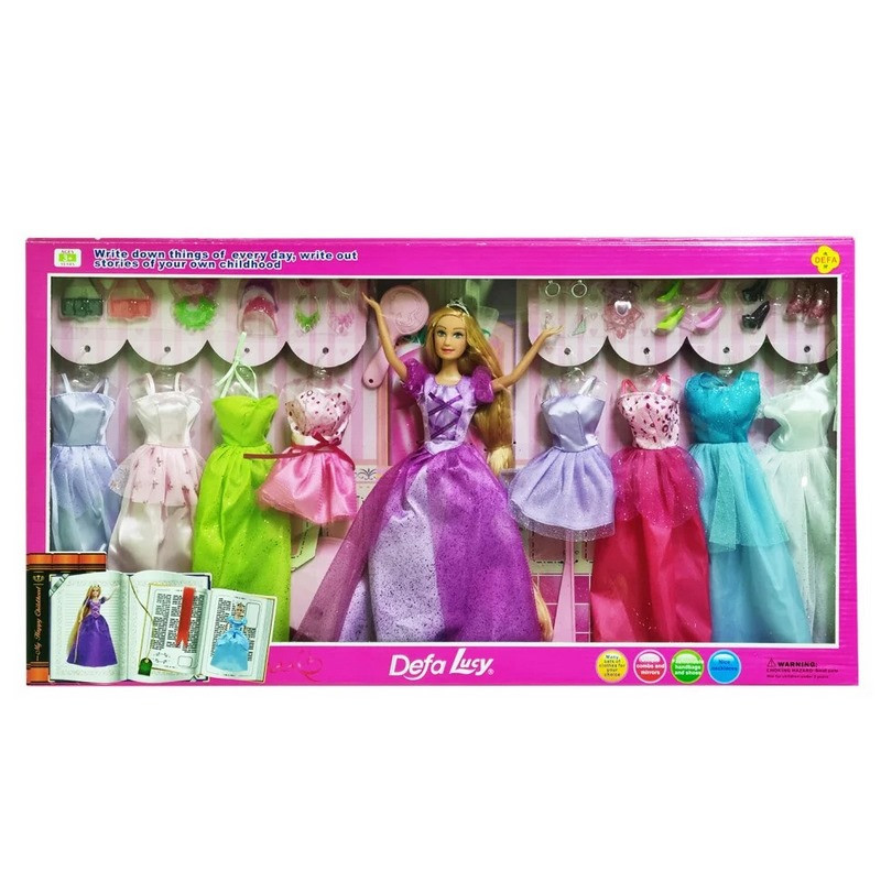 Дитяча лялька з нарядами DEFA Bambi 8266(Violet) сукні 8 шт