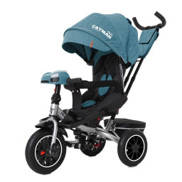 Велосипед трехколесный "CAYMAN" Tilly T-381/7 Бирюзовый лен, с пультом и усиленной рамой 