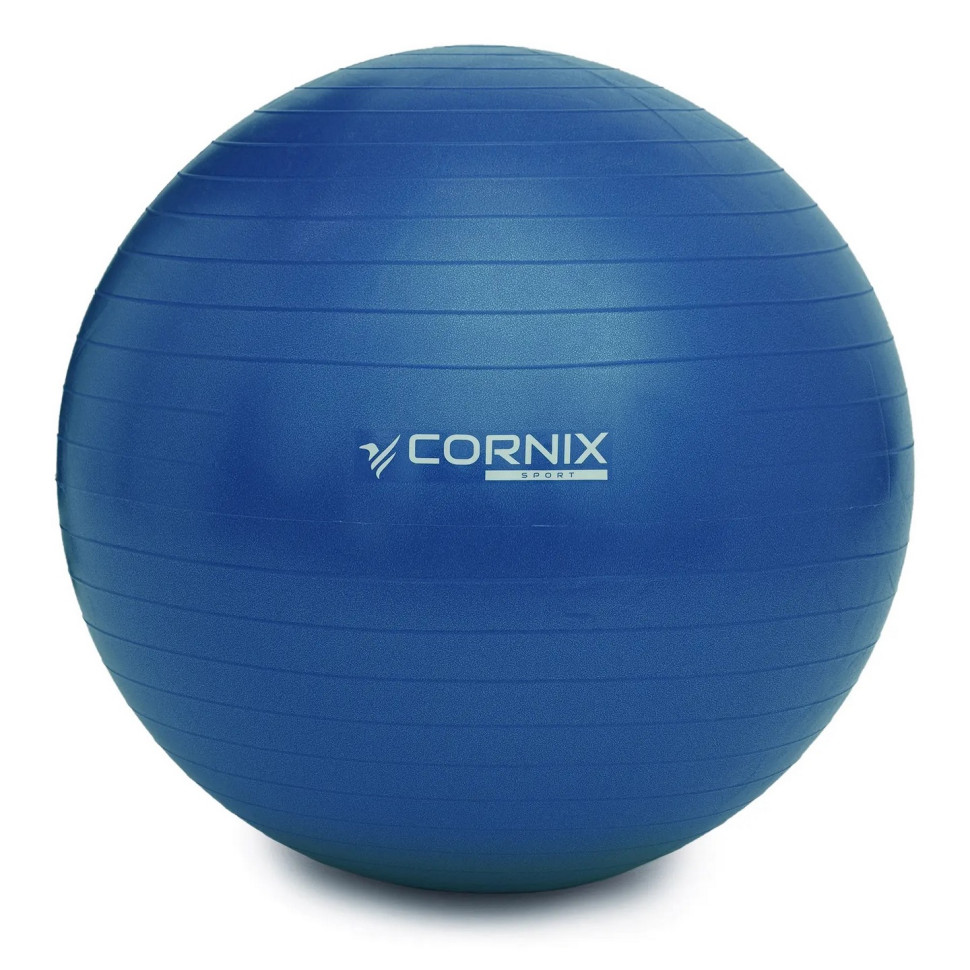 М'яч для фітнесу (фітбол) Cornix XR-0015 Blue 55 см, Anti-Burst
