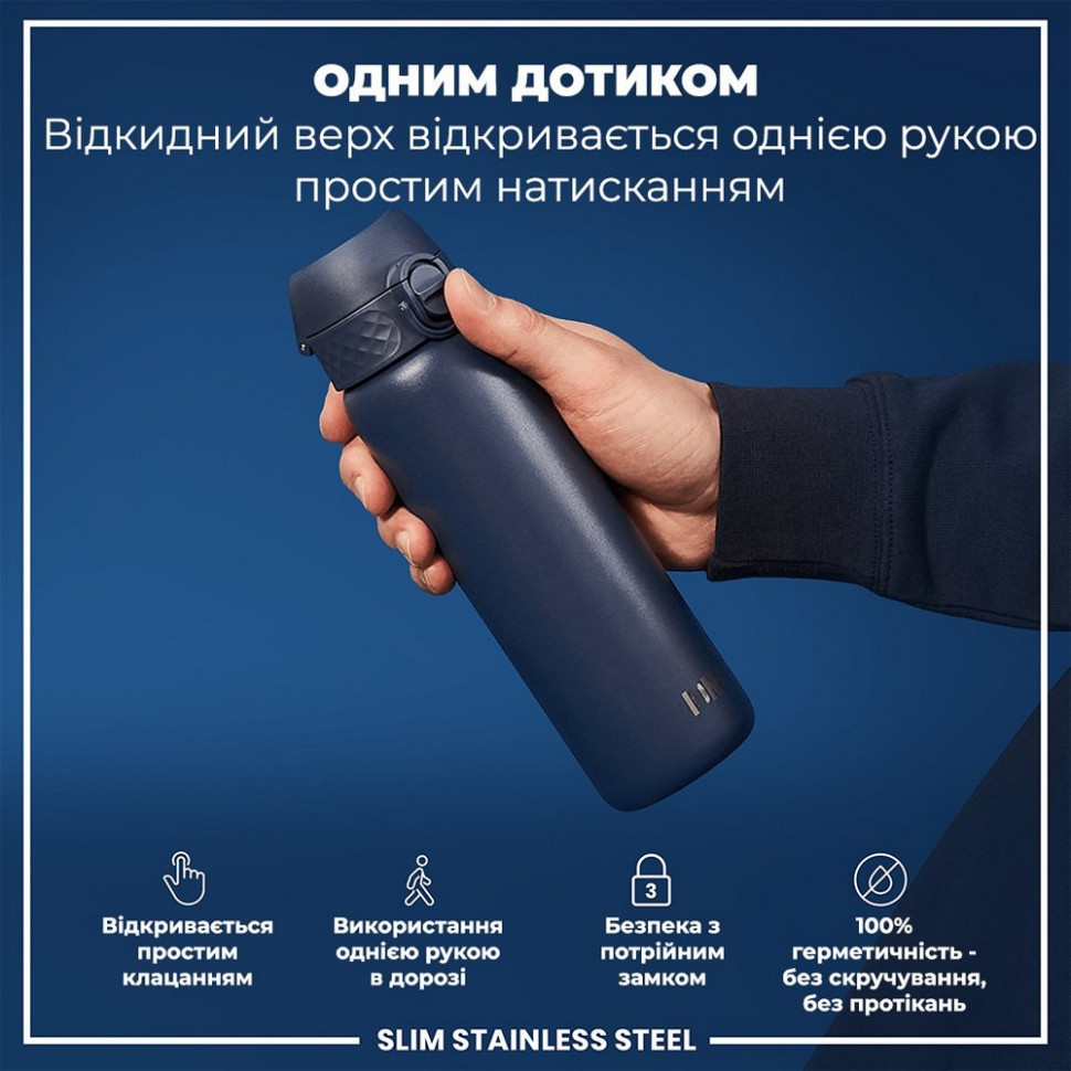 Пляшка для води металева Stainless Steel ION8 I8SS600ANAVY 600 мл, Ash Navy