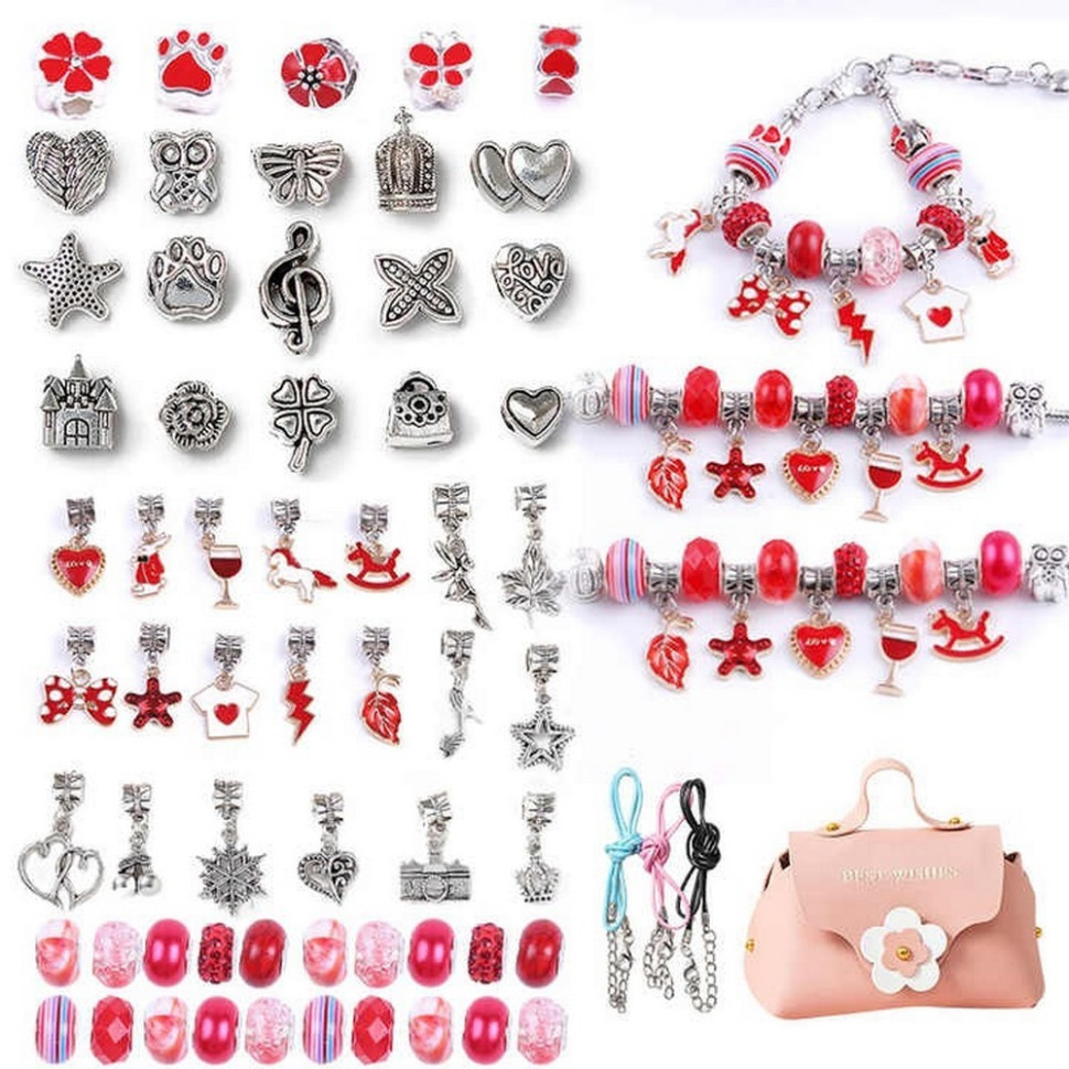 Набір для створення браслетів і підвісок Bambi B4343(Red)  із шармами