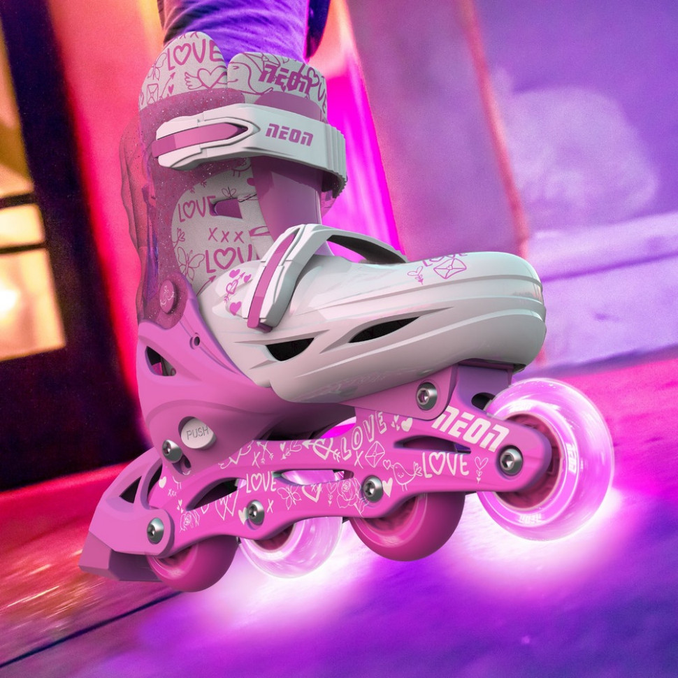 Дитячі ролики Inline Neon NT07P4 колеса що світяться, розмір 30-33, рожевий