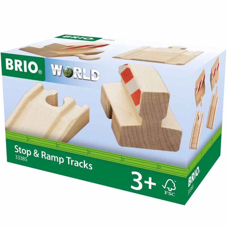 Тупики и съезды для детской железной дороги BRIO 33385-BR, дерево 4 элемента в комплекте