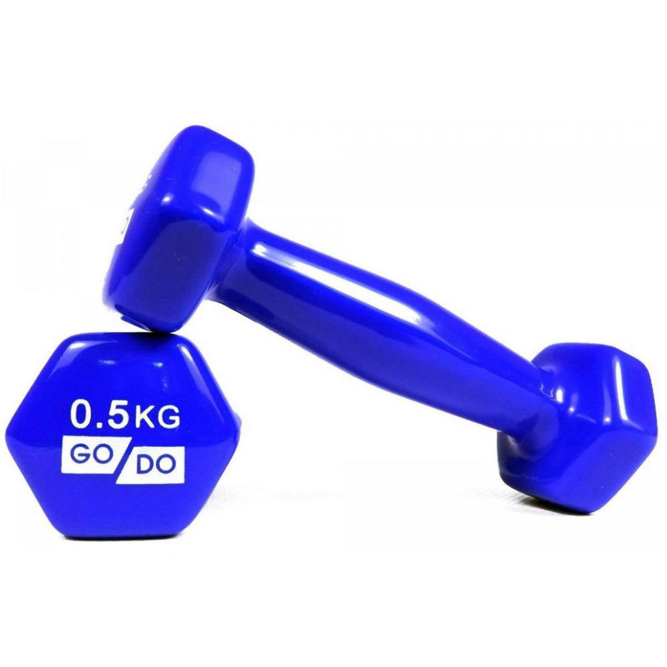 Гантелі для фітнесу з вініловим покриттям GoDo GD-0.5BL 1 кг ( пара)
