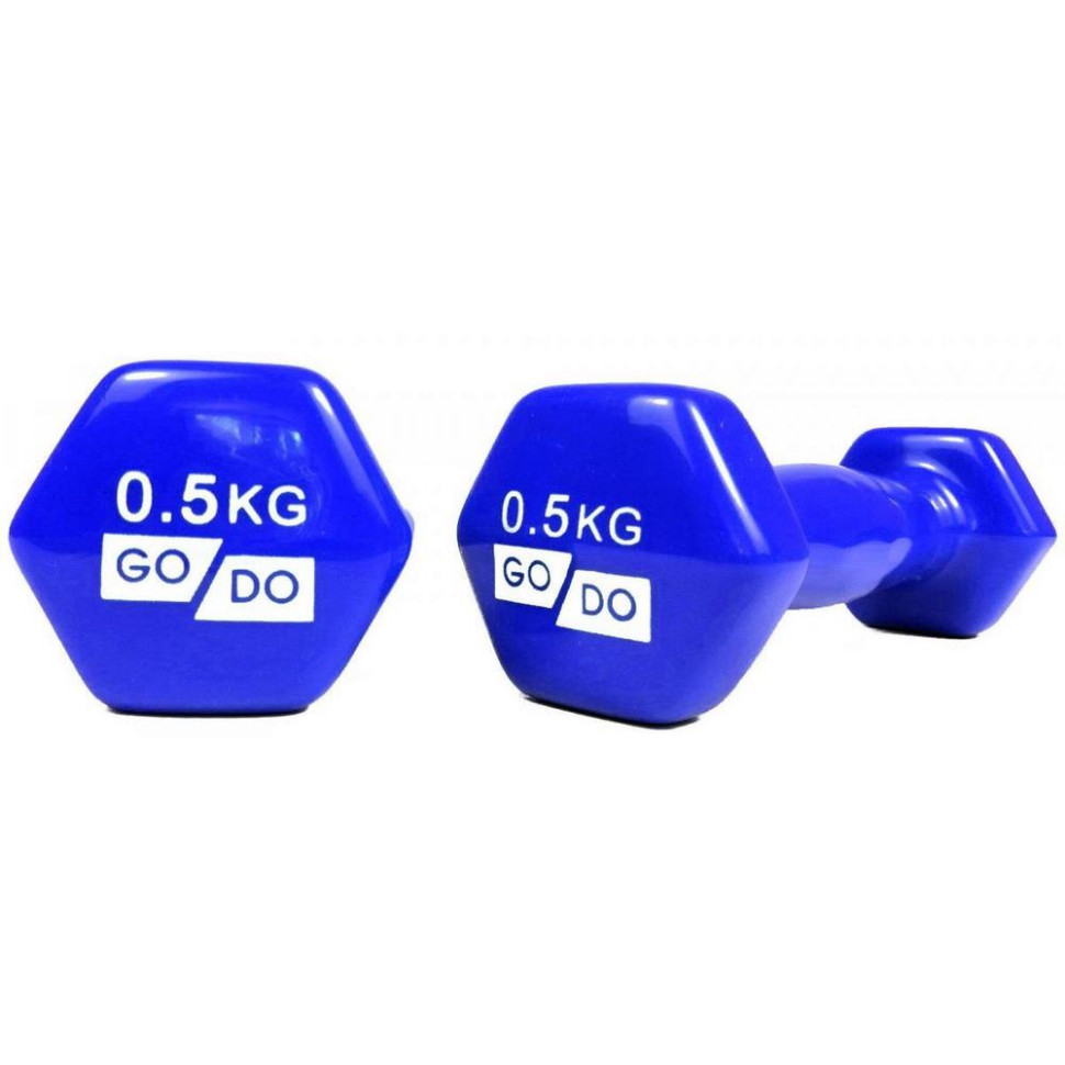 Гантелі для фітнесу з вініловим покриттям GoDo GD-0.5BL 1 кг ( пара)
