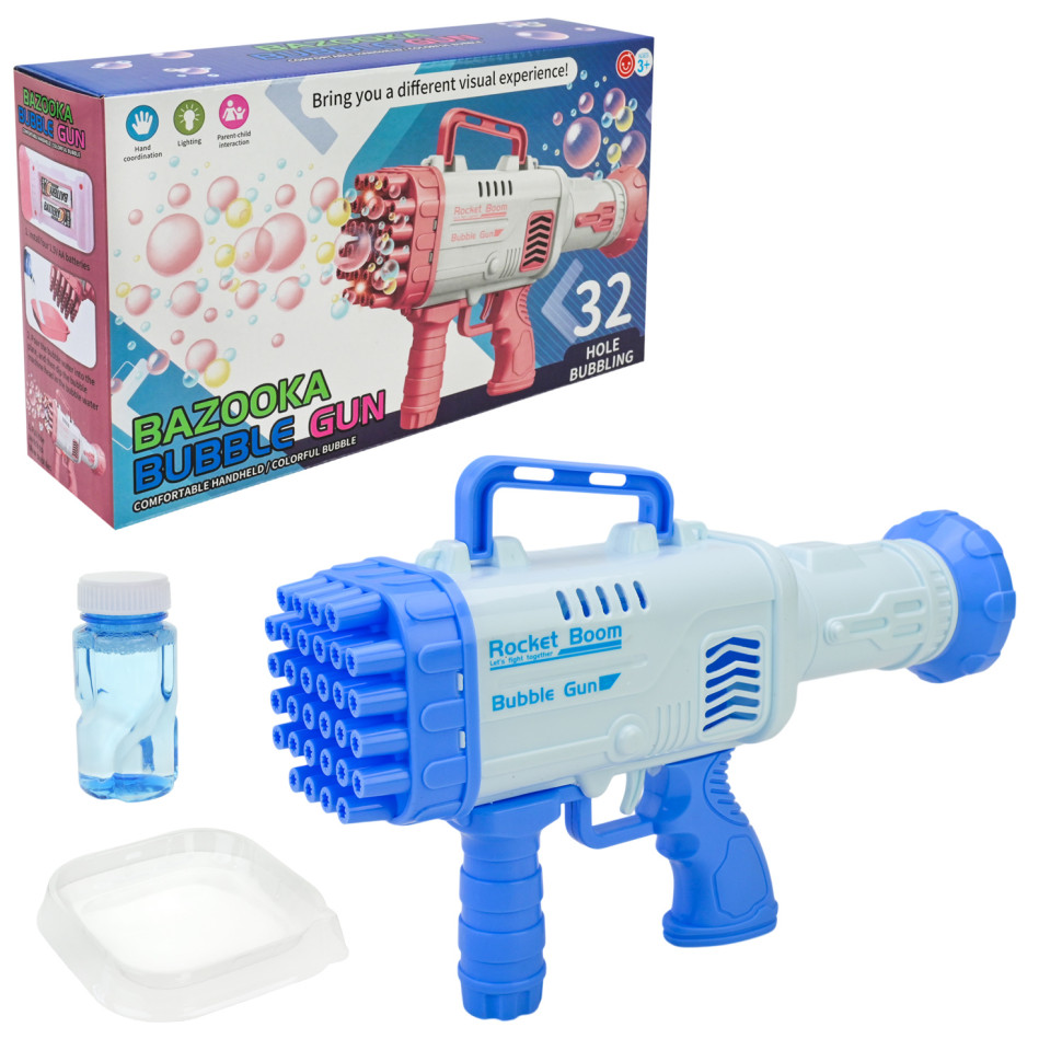 Генератор мыльных пузырей Бластер Bambi 009(Blue) 1 емкость с мыльной жидкостью и тарелочка