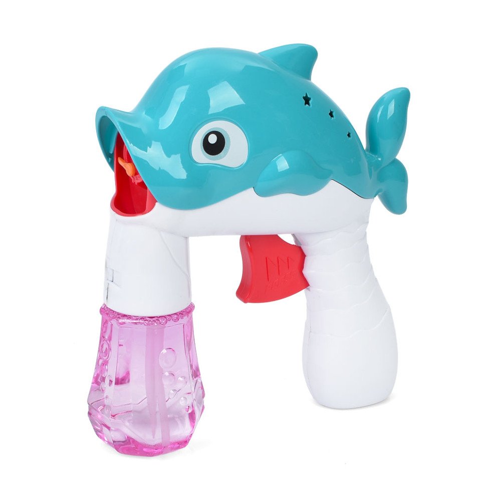 Мыльные пузыри Пистолет-дельфин Bambi JT6903(Blue) 13 см, механический, запаска 7,5 см