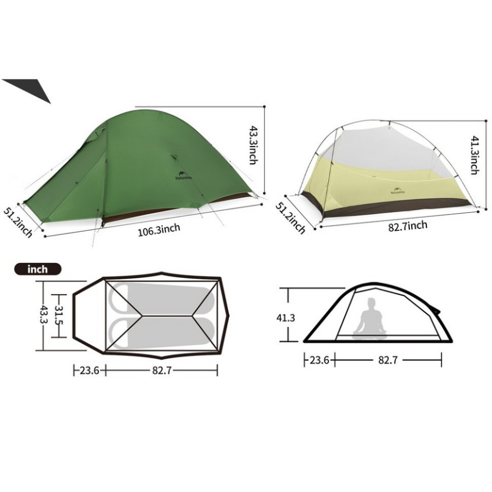 Намет надлегкий двомісний Cloud Up Pro CNK2350WS020 Naturehike 6927595798737