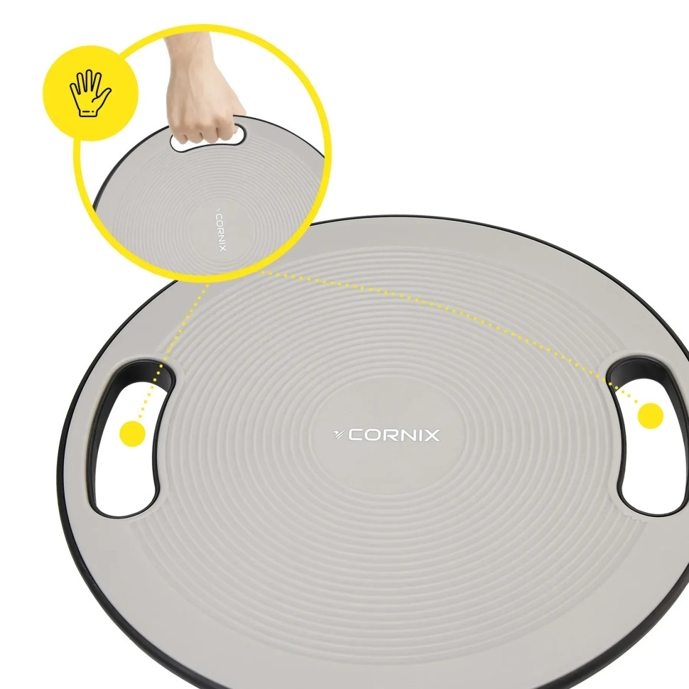 Балансувальна платформа Cornix XR-0443 кругла, пластикова, Сірий/Чорний