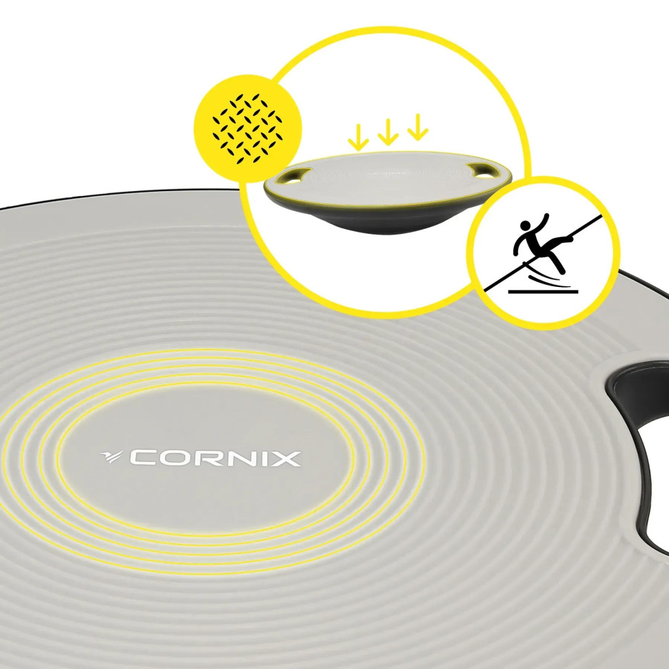 Балансувальна платформа Cornix XR-0443 кругла, пластикова, Сірий/Чорний