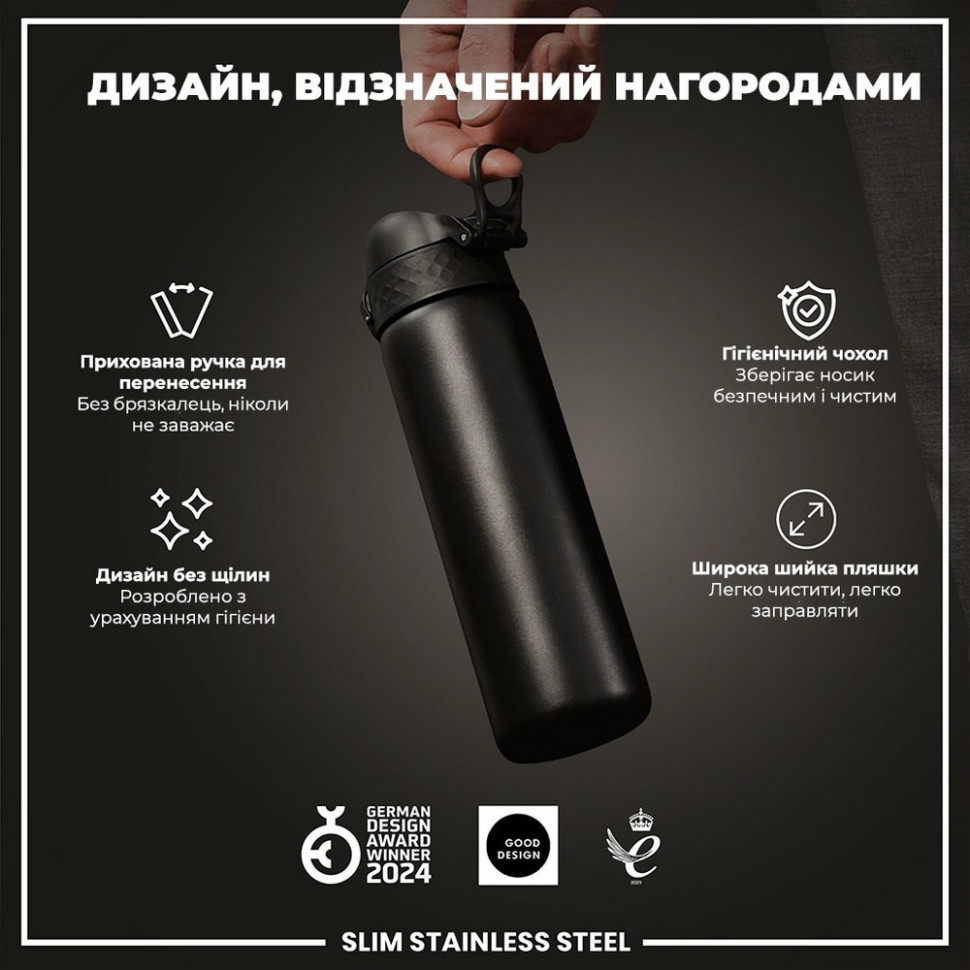 Пляшка для води металева Stainless Steel ION8 I8SS600BLK 600 мл, Black
