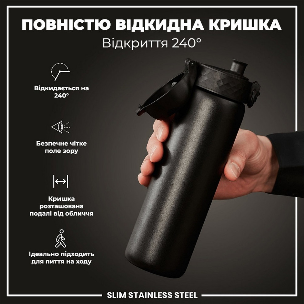 Пляшка для води металева Stainless Steel ION8 I8SS600BLK 600 мл, Black