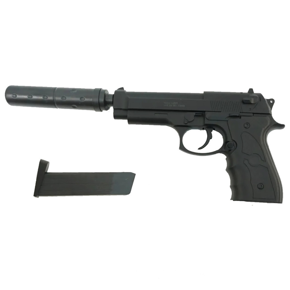 УЦІНКА! Дитячий пістолет на кульках Galaxy Beretta 92 G052A-UC з глушником, пластик
