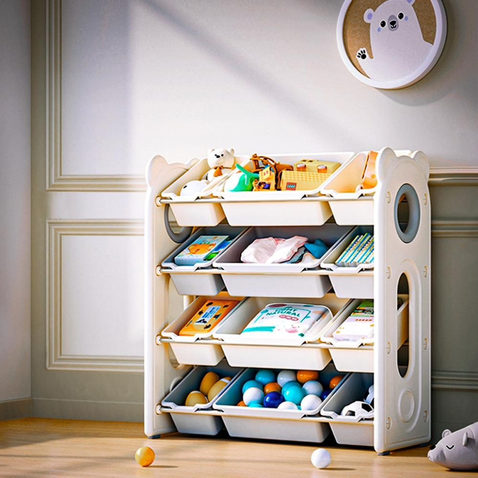 Стеллаж для книг и игрушек Olaf Mealux KD-E025 White/Grey белый-серый