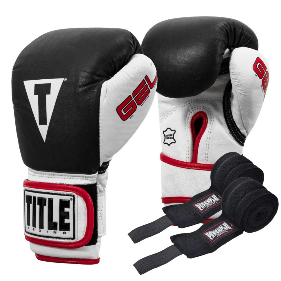 Боксерские перчатки Boxing Gel World TITLE GTWBG S BK 10 унций (бинты в комплекте)