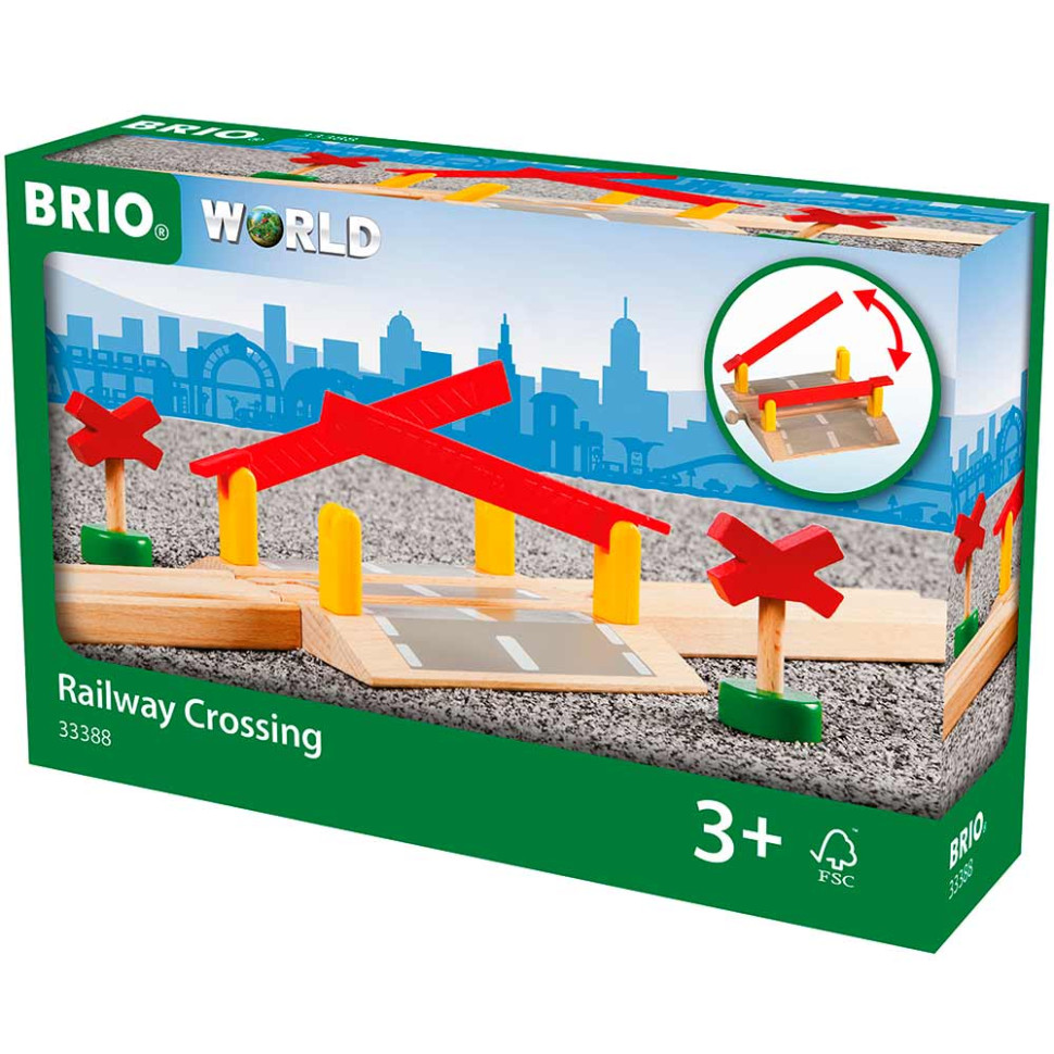 Переезд для детской железной дороги BRIO 33388-BR, дерево, пластик 4 элемента в комплекте