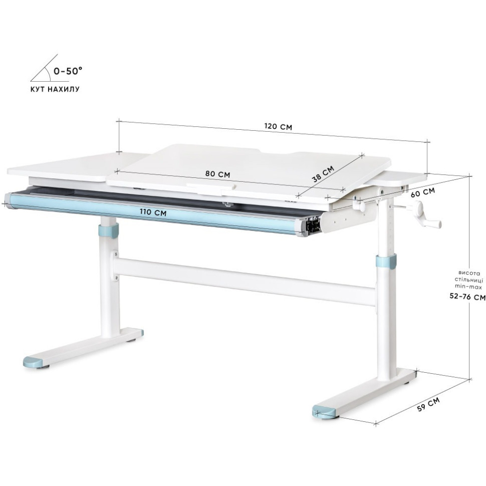 Детская парта TH-360 Lite Evo-kids TH-360 WG/BL Lite, Blue 