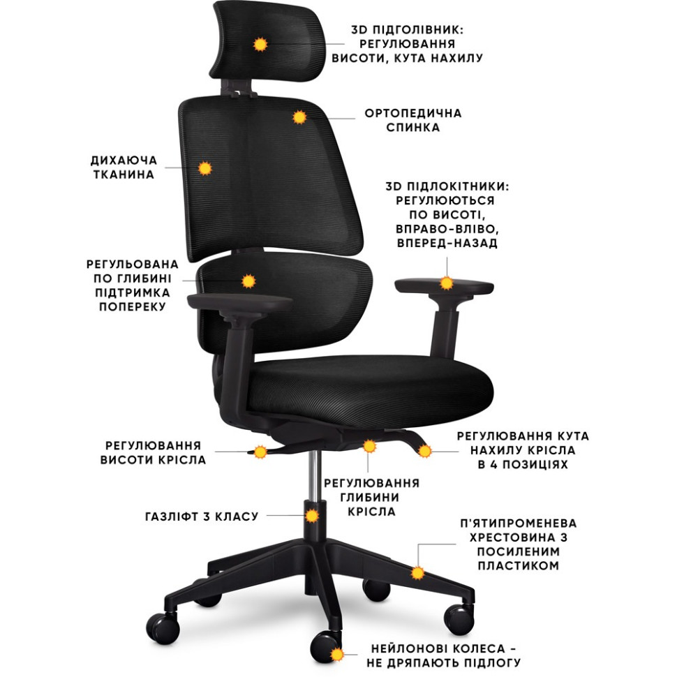 Детское кресло Leo Air Plus Mealux Y-546 KB, Black
