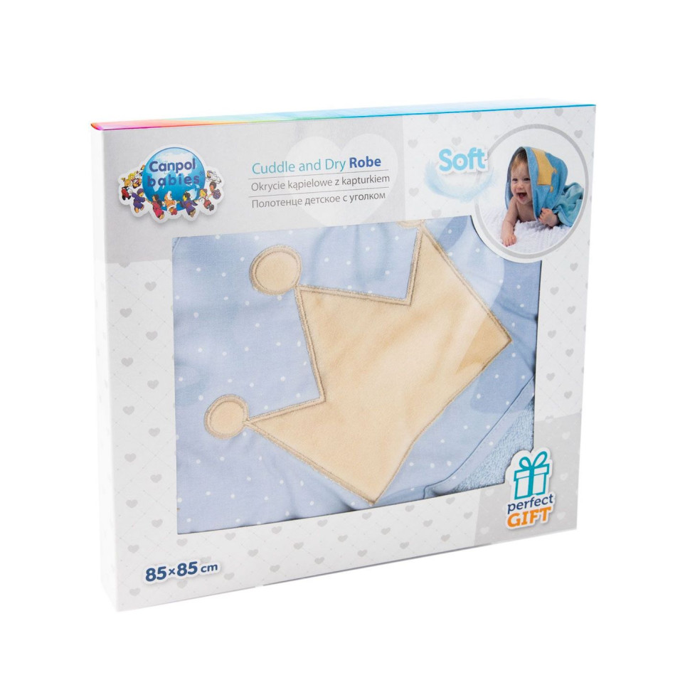Детское полотенце после купания King Canpol babies 26/800_blu с капюшоном  85x85 см