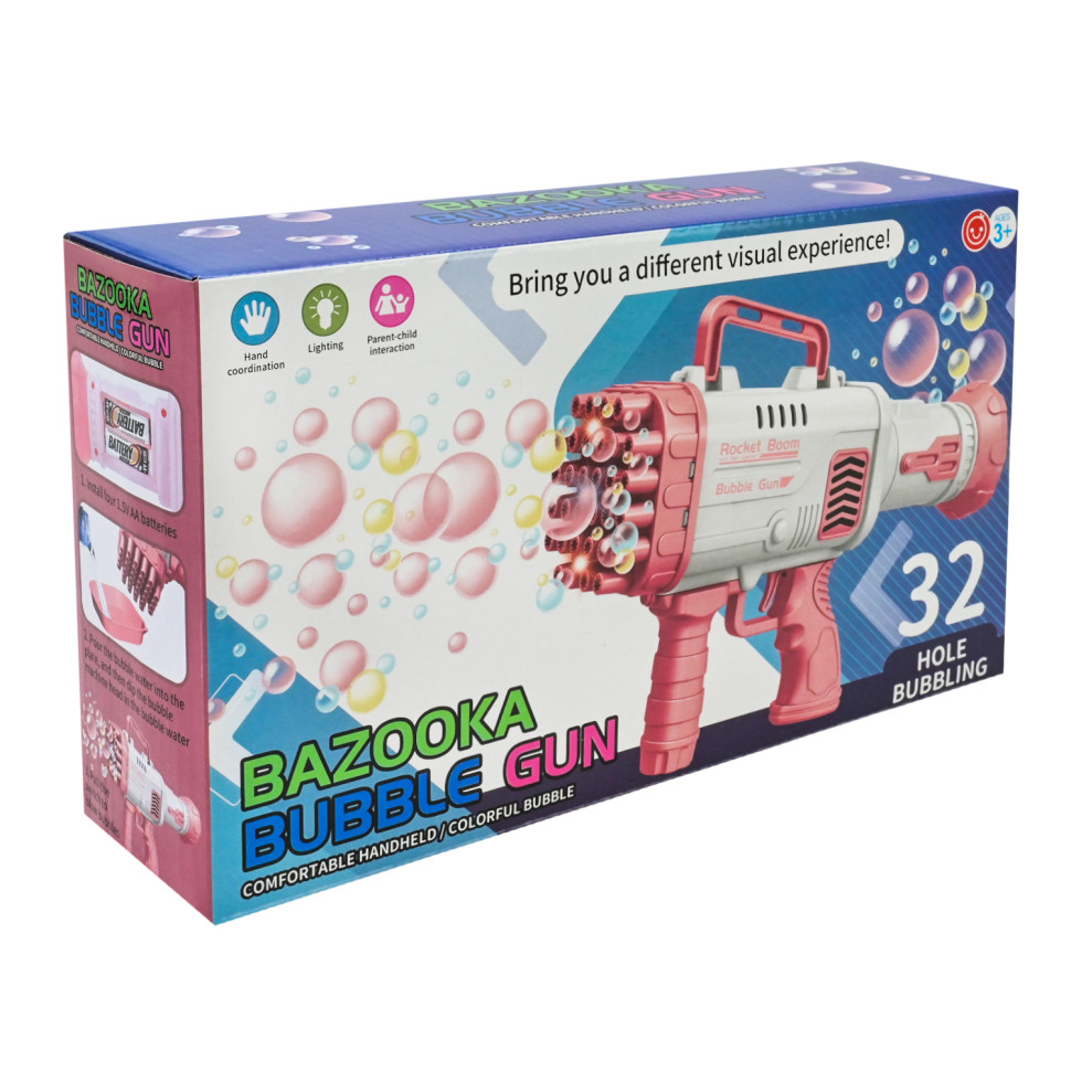 Генератор мыльных пузырей Бластер Bambi 009(Pink) 1 емкость с мыльной жидкостью и тарелочка